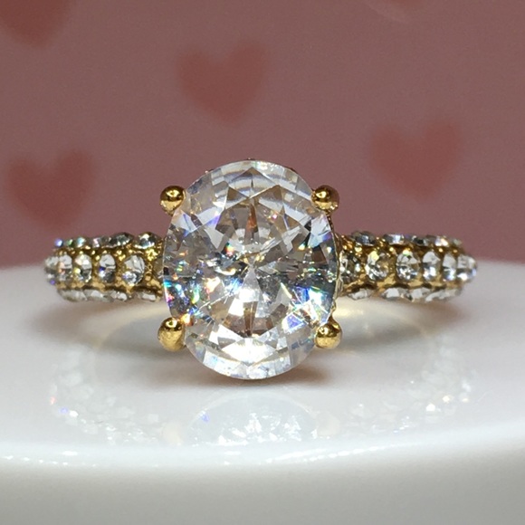 14k yellow gold engagement ring diamond oval 2 ct - Picture 6 of 8